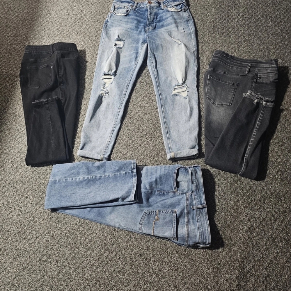 Maurices Ankle & Cropped Jeans in Black, Light Blue, and Dark Blue